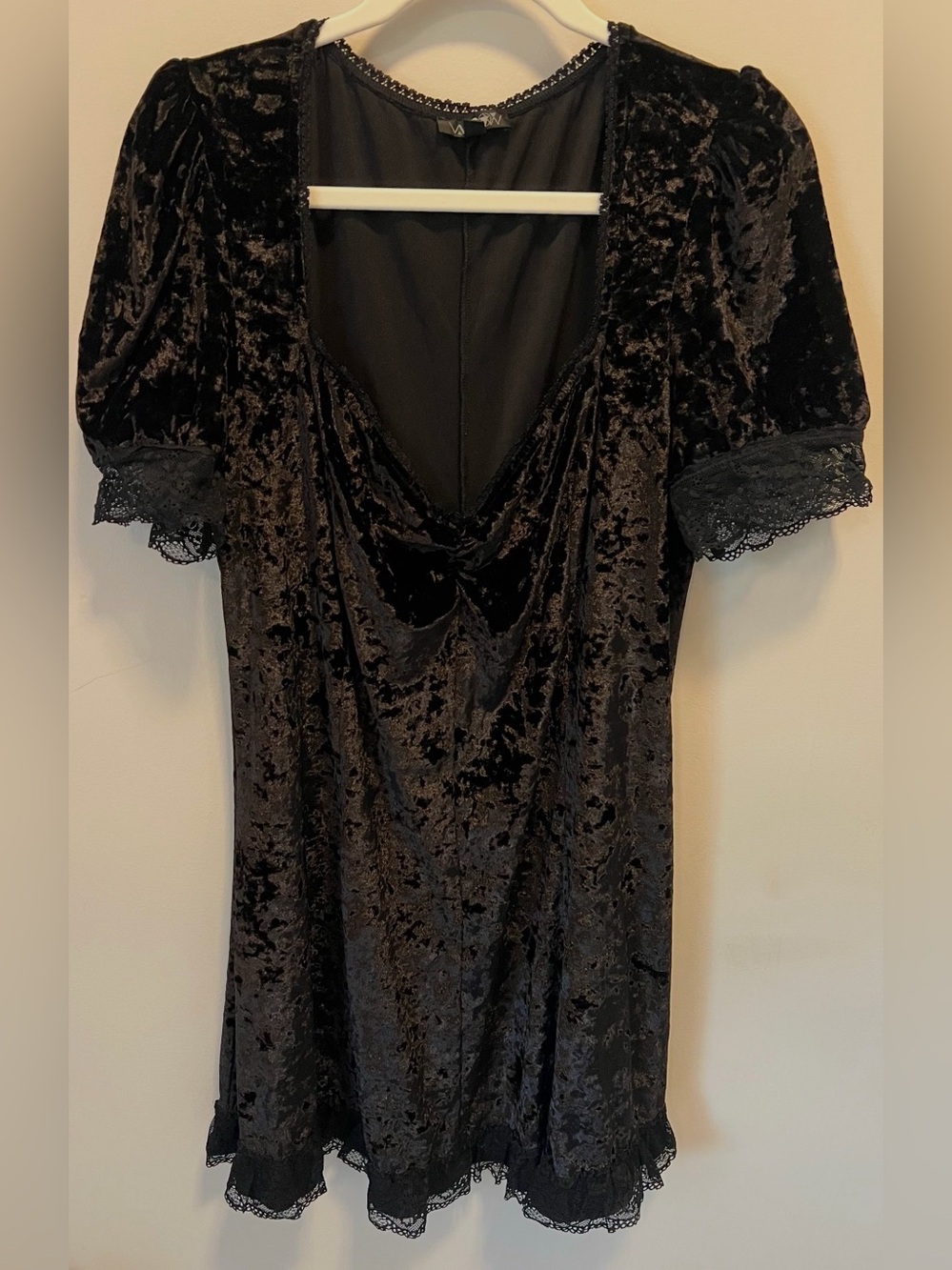Dolls Kill Crushed Velvet & Lace Baby Doll Dress 1x